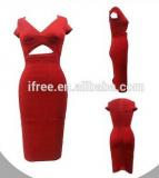 2014 high fashion elegant evening dress hollow out red evening dress